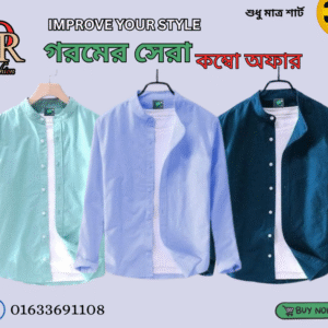 Men's Premium Quality Solid Band collar 3 Pics Combo Pack Long Sleeve Shirt