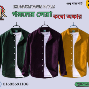 Men's Premium Quality Solid Band collar 3 Pics Combo Pack Long Sleeve Shirt