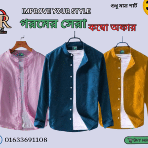 Men's Premium Quality Solid Band collar 3 Pics Combo Pack Long Sleeve Shirt